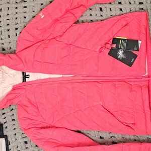 Under Armour Vibrant Red Coral Neon Color Puffer Light Jacket